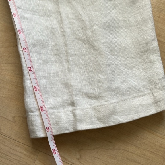 Saks Fifth Avenue White 100% Linen Pants Straight Leg Womens Size 33 Resortwear - Picture 6 of 8